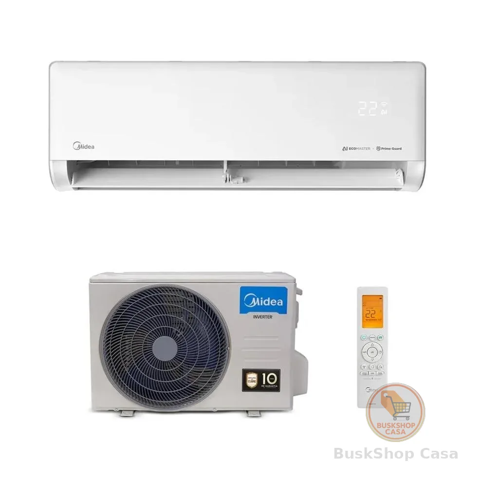 AR CONDICIONADO 12.000 BTUS SPLIT HW INVERTER MIDEA AI ECOMASTER FRIO R-32 42EZVCA12M5/38EZVCA12M5 - 220V