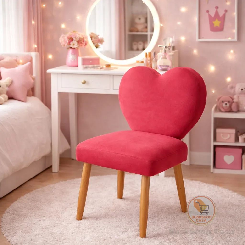 Cadeira Love Encosto Coração Decorativa Moderna para Quarto Penteadeira