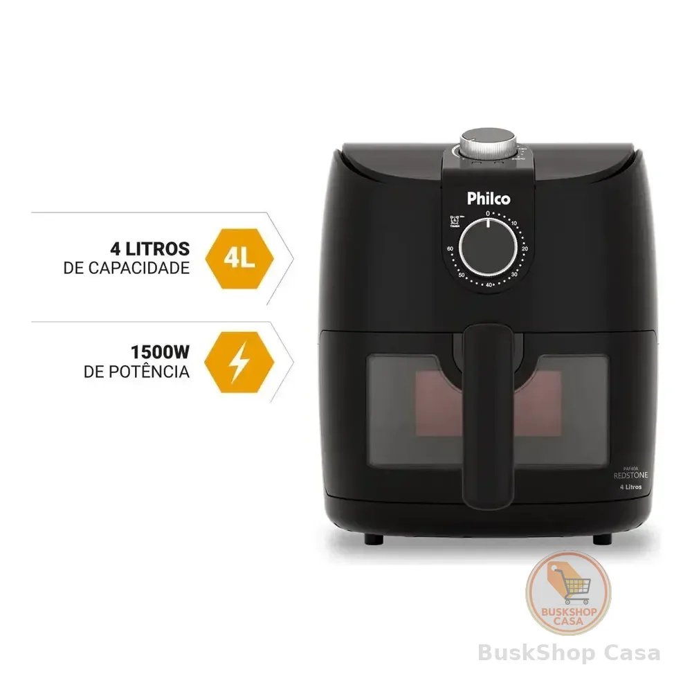 Fritadeira Air Fryer Philco 4l Redstone 1500w Paf40a Preto 127v