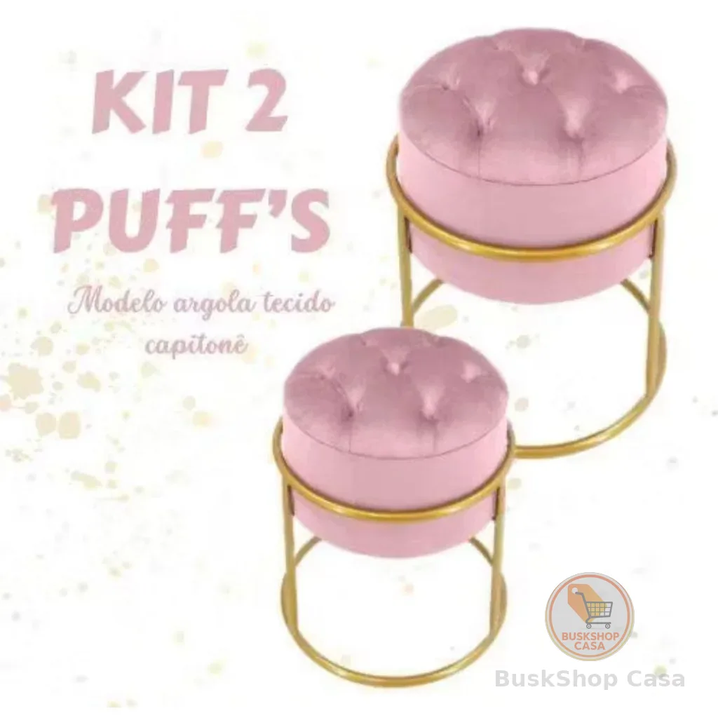 kit 2 Puffs Banqueta Argola Capetone Banco Decoração de Sala Penteadeira