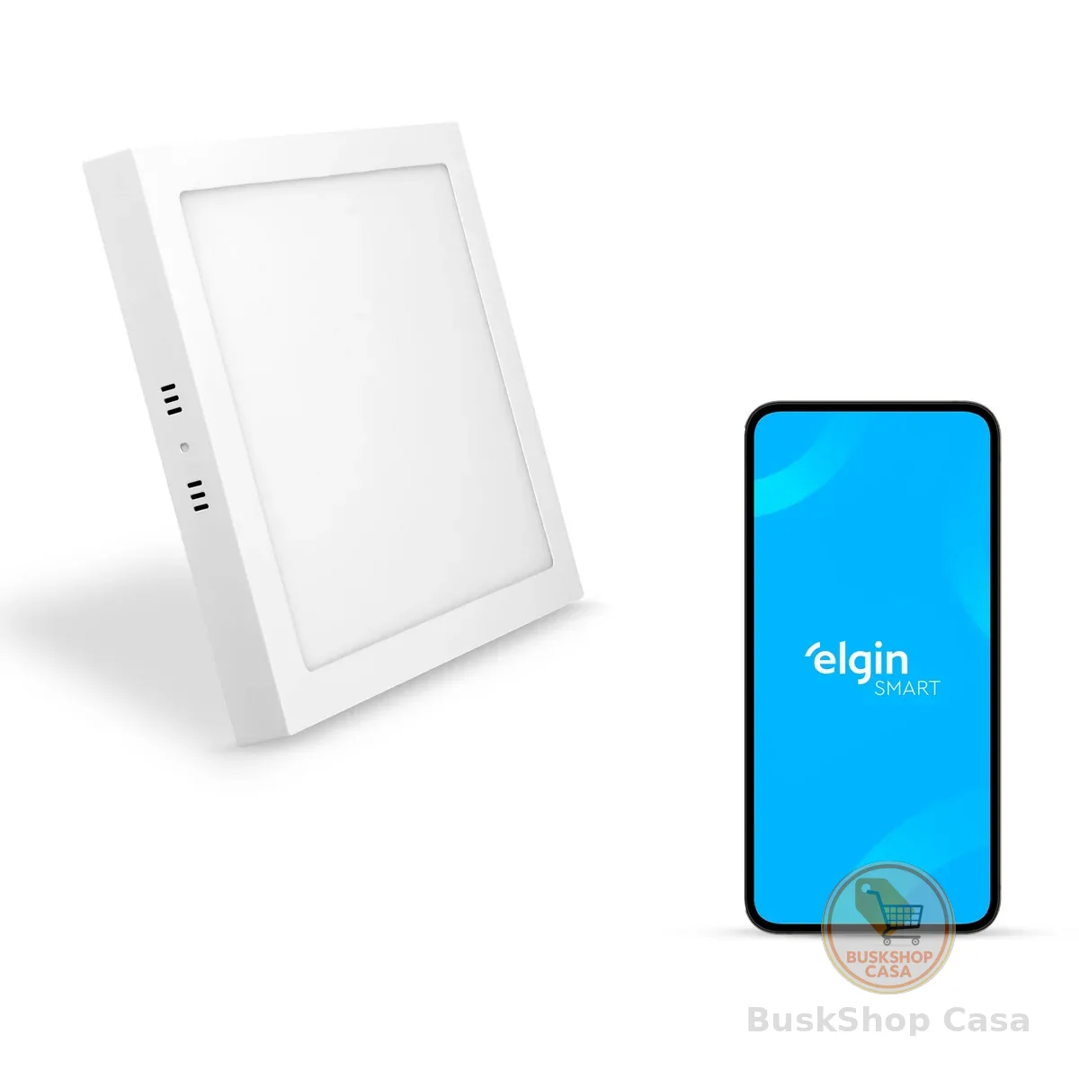 Luminária Inteligente LED 18W 3000-6500K Elgin Wi-Fi Quadrada de Sobrepor compatível com Alexa e Google Home