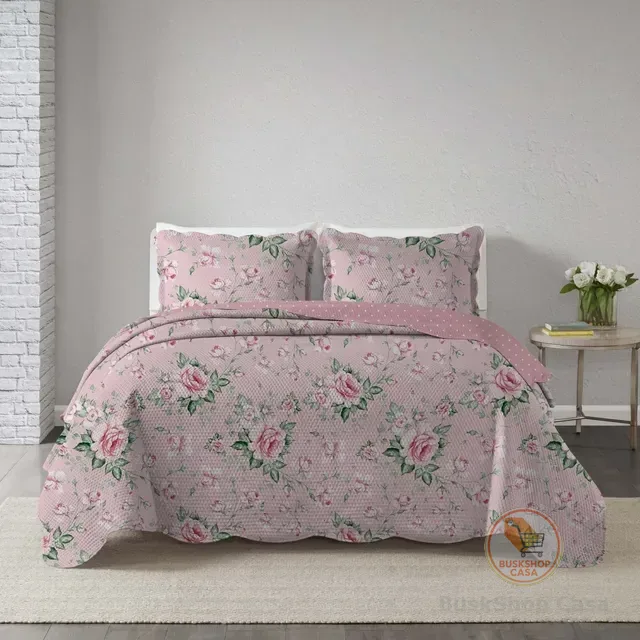 Kit Colcha Cobre Leito Queen 3 Peças Estampada