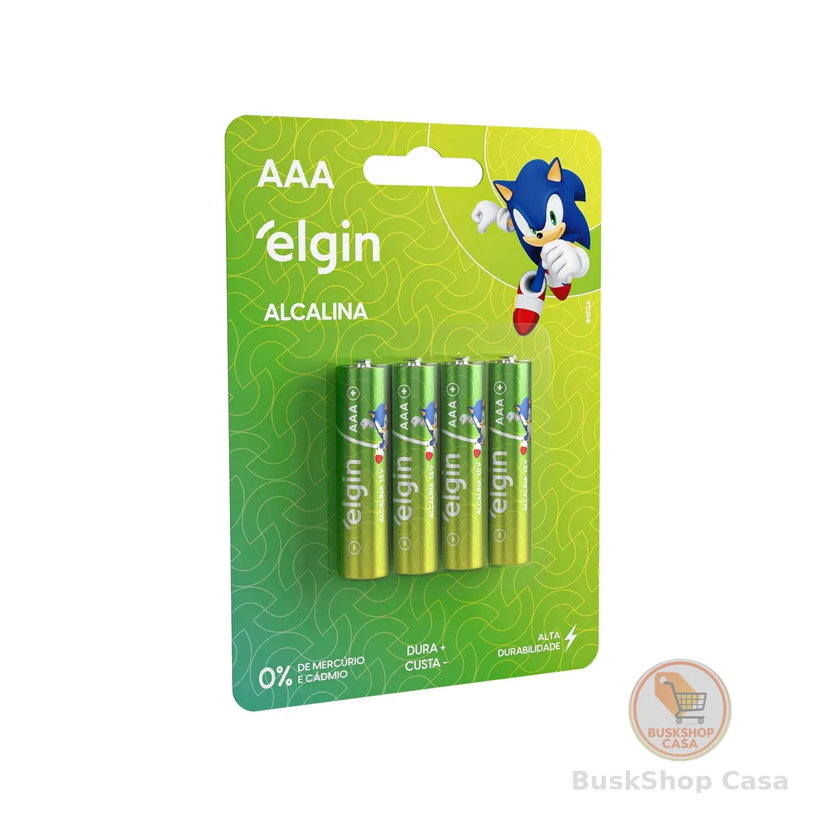 Pilha Alcalina, Elgin, Palito AAA, Blister com 4