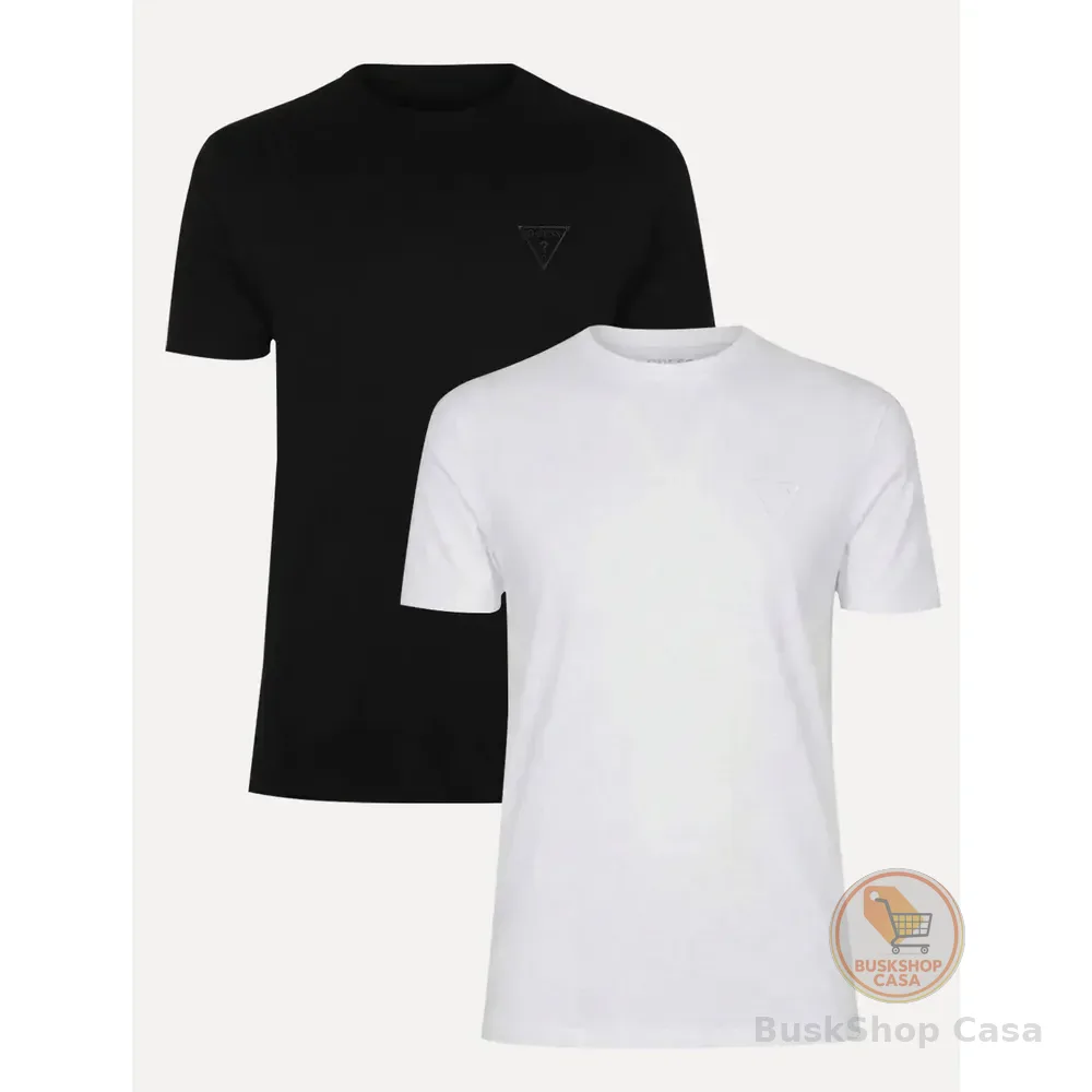 Kit Camisetas Guess Masculina Bordado Peito Preta/branca Preta/branca S/p