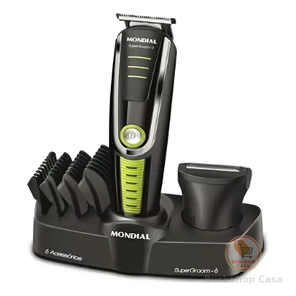 Aparador De Pelos Mondial Super Groom 6 Bg-04 Recarregável Com Acessórios