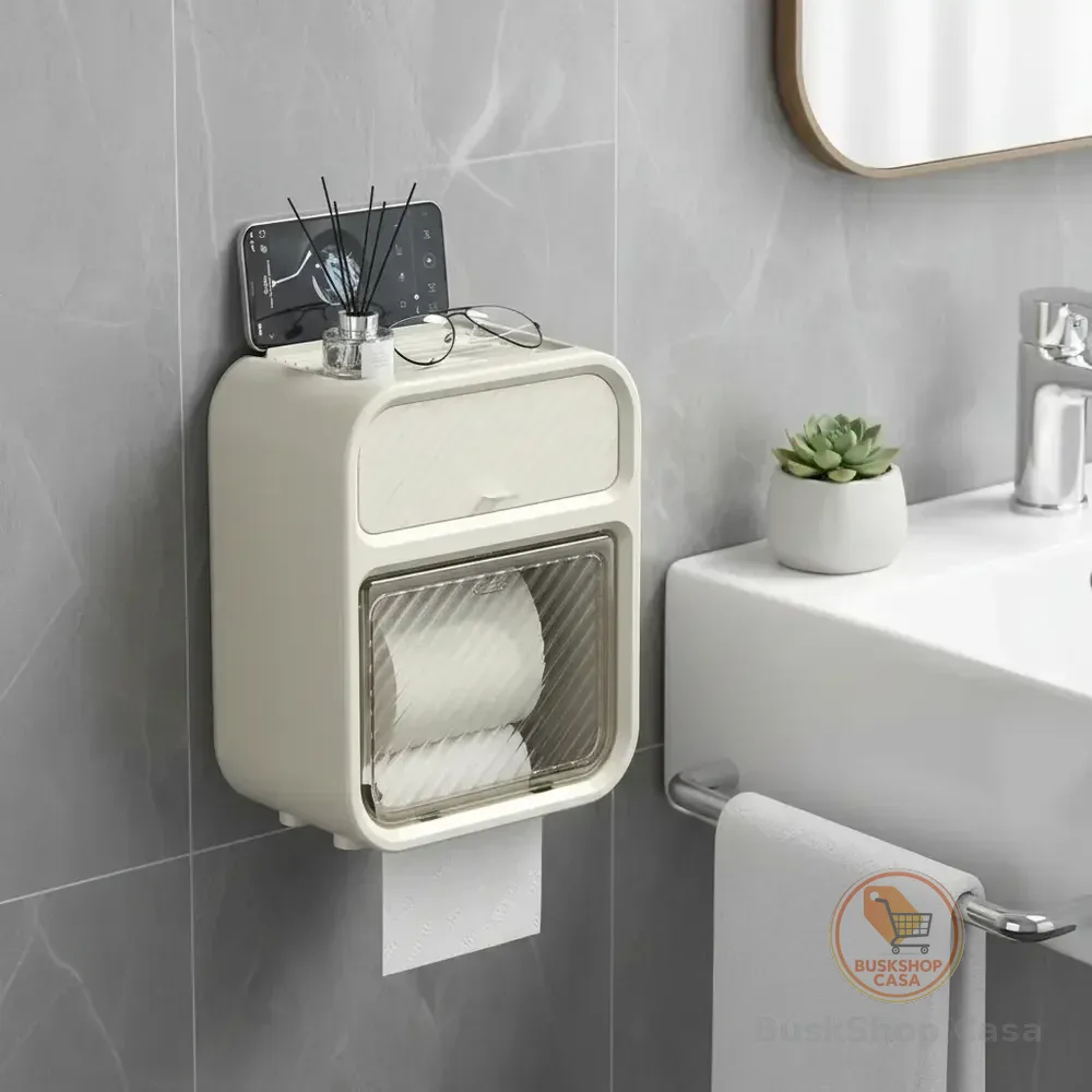 Suporte De Papel Higiênico Adesivo Organizador Para Banheiro Sem Furo Porta Papel Higiênico E Celular Com Gaveta Autocolante Dispenser Com Tampa A Prova Dagua Não Enferruja