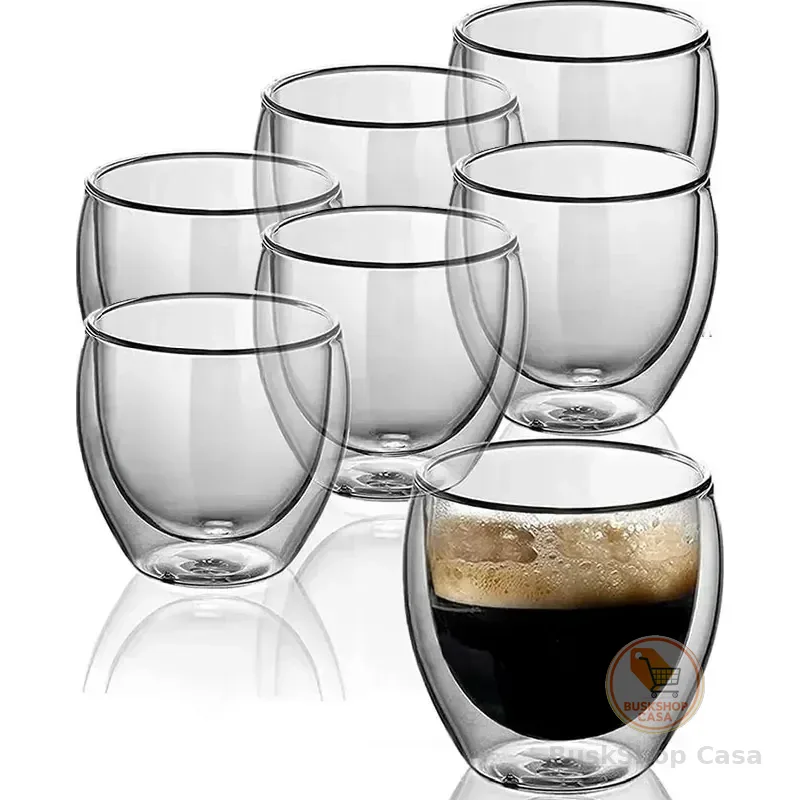 Copo Xícara De Café Parede Dupla Kit Com 6 Unidades 100 Ml