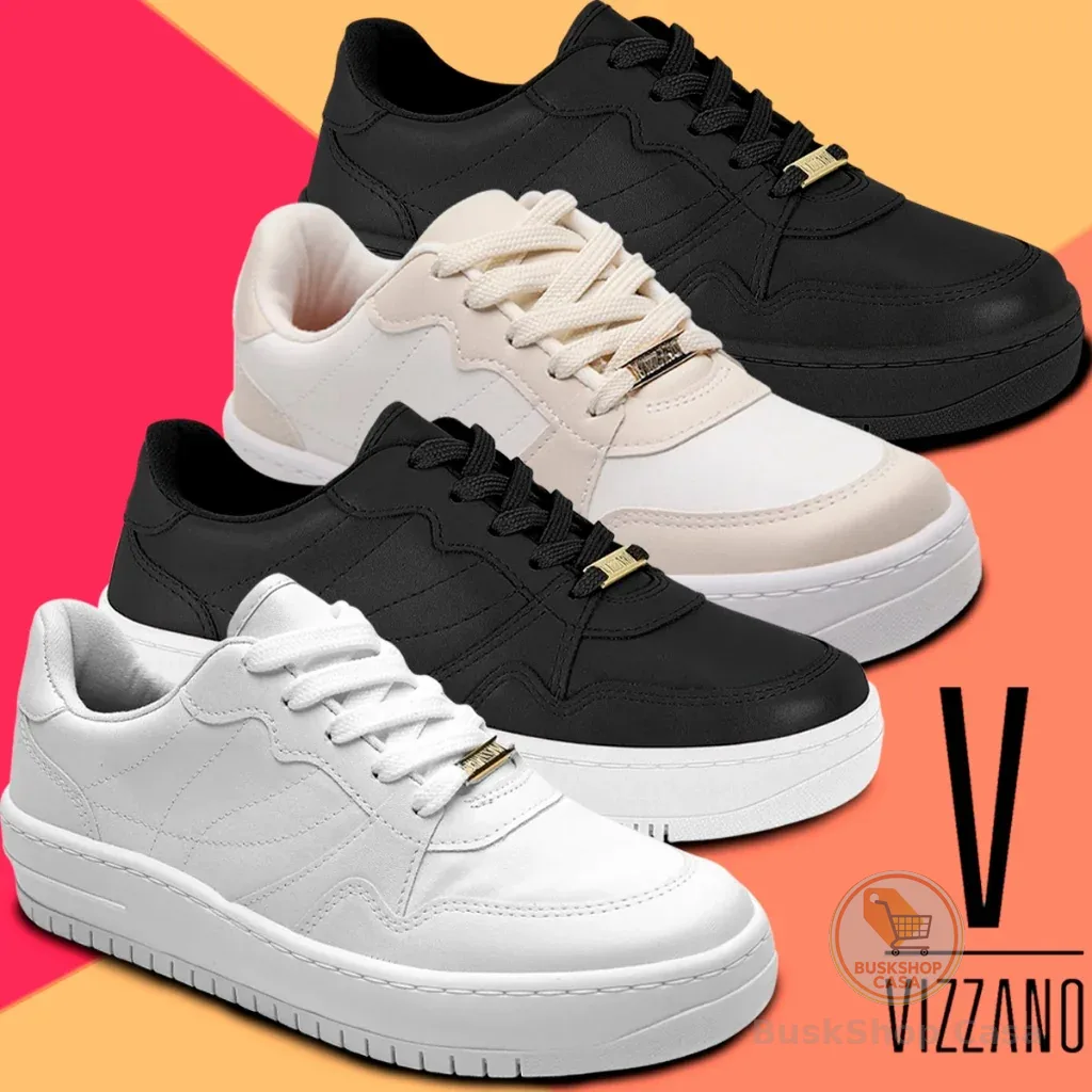 Tênis Vizzano Feminino Casual Plataforma Tênis Leve Macio acolchoado Ultra Conforto Couro Sintético