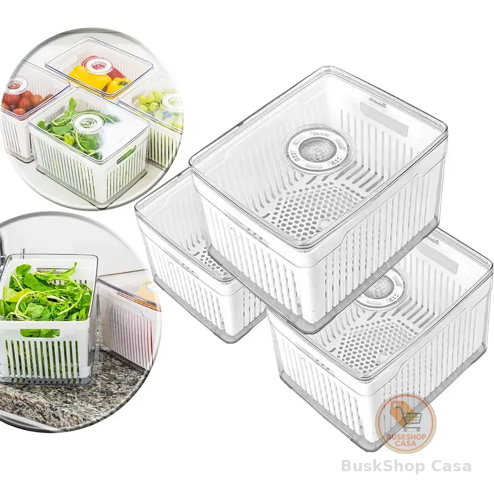 Kit 3 Cestos Organizadores De Geladeira 4,0l Acrílico Plástico Transparente Para Frutas E Verduras Conservar Alimentos
