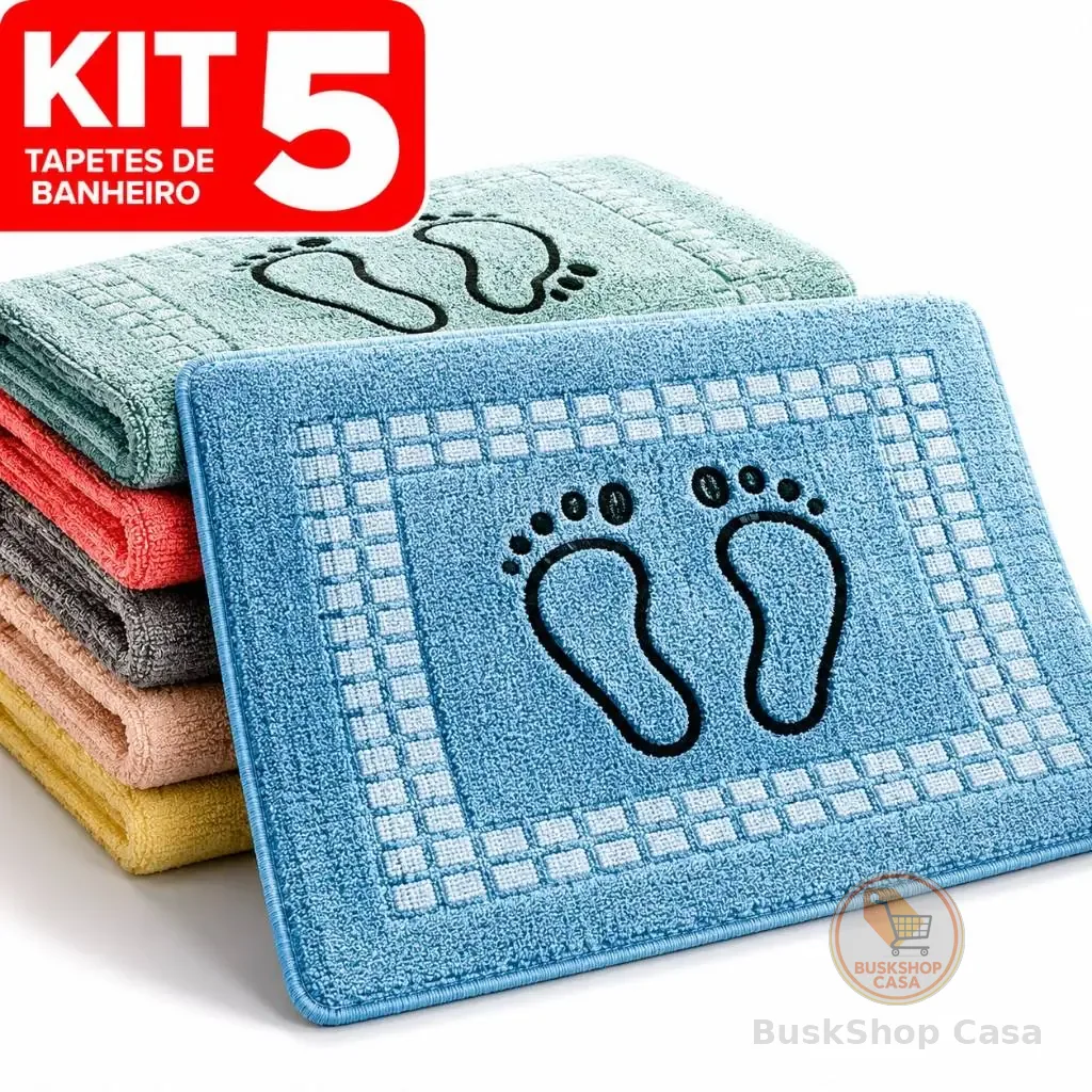 Kit 5 Tapete Piso Premium Toalhinha Para Banheiro Pezinho