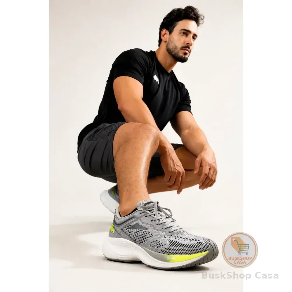 Tênis Kappa Pulse Evo Masculino Feminino Cinza-amarelo Limão 41