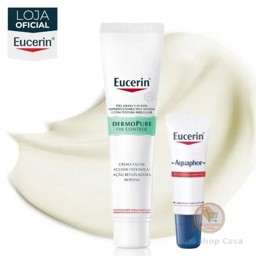 KIT EUCERIN Dermo Pure Creme Facial Antiacne Ação Renovadora Intensa 40ml + Aquaphor Reparador Labial 10ML