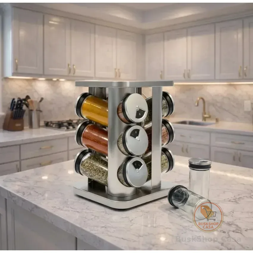 Porta Condimentos Giratório Inox 12pote vidro