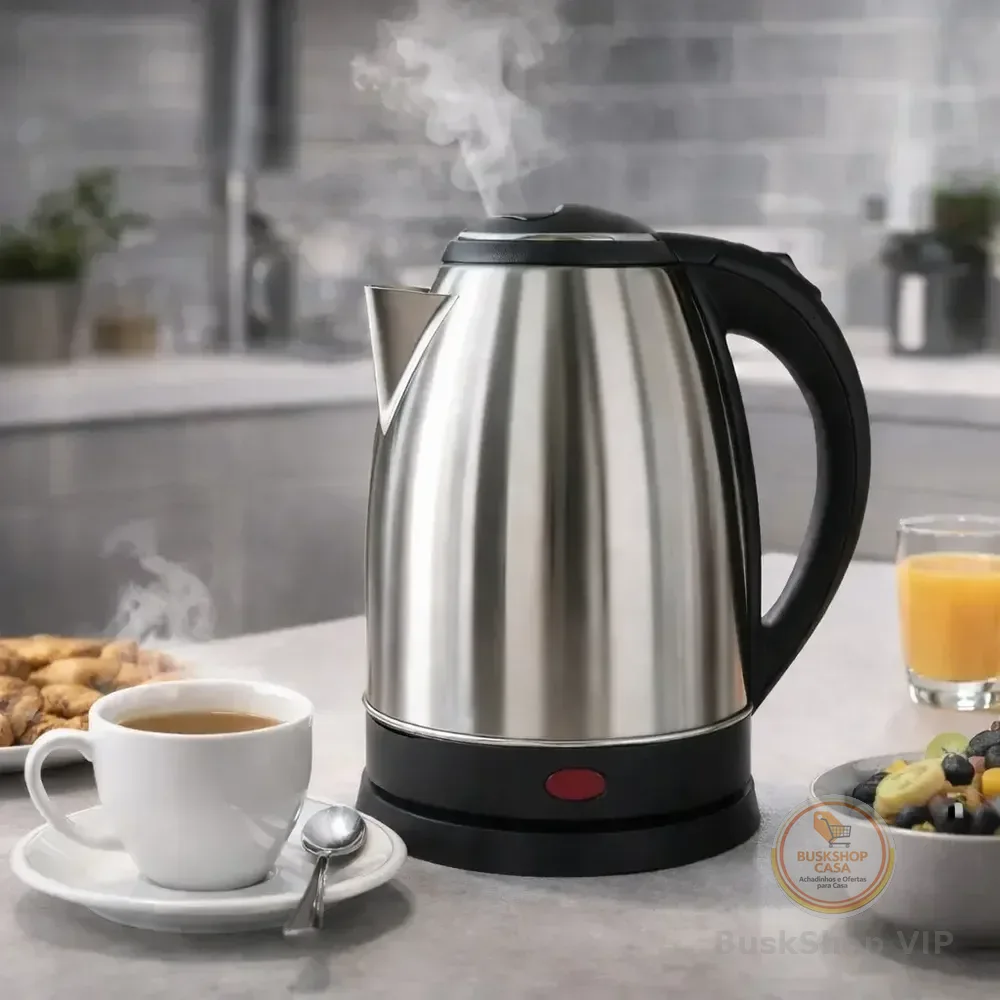 Chaleira Jarra Elétrica 1,8l Litros Em Inox Desligamento Automático Aquecimento Rápido Segura Café Chá Fácil Abertura Tampa Alça Ergometrica 127v
