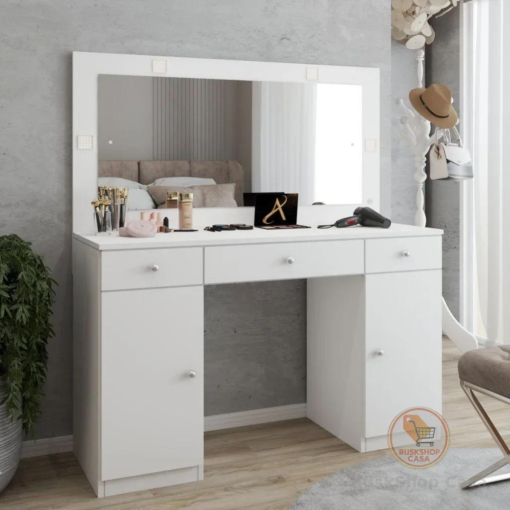 Penteadeira Camarim Margot 2 Portas 3 Gavetas Porta Jóias Branco - Panorama Móveis