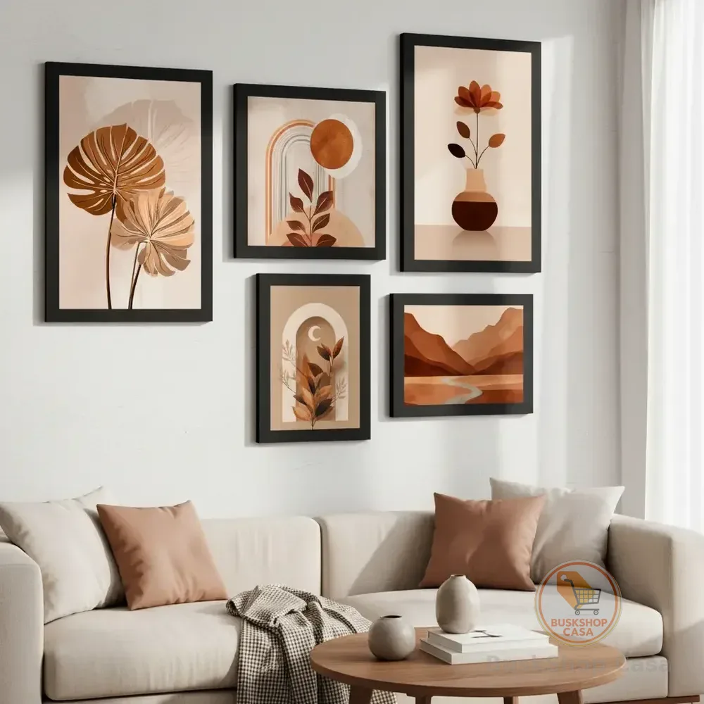 Kit 5 Quadros Decorativos Mdf Minimalista Boho Sala Hall