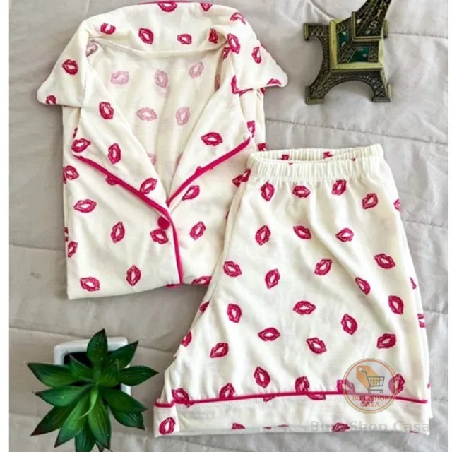 Pijama blogueirinha americano feminino gestante amamentação boquinha