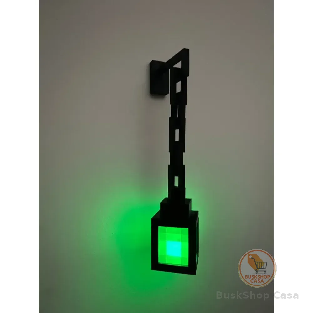 Luminária Abajur Lampião Mine Pixel Decorativa Brinquedo 3 Verde
