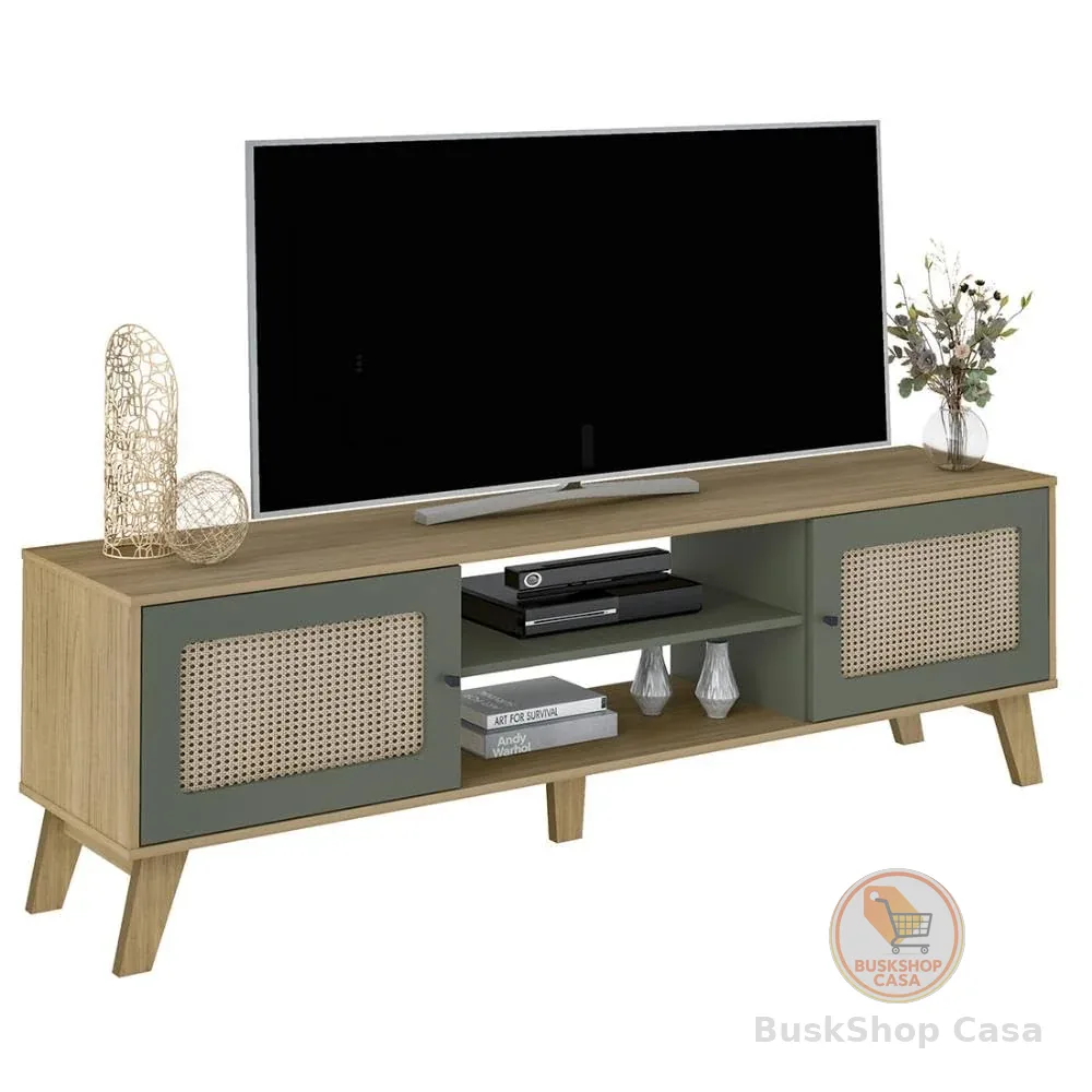 Rack para TV até 75" CHARLOTTE Artely | com 2 portas de abrir, cor Carvalho c/Menta