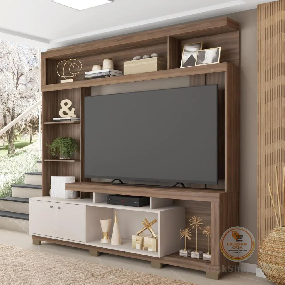 > 🛍Estante Home Bambam Para TV até 65 Polegadas Marrom Caemmun