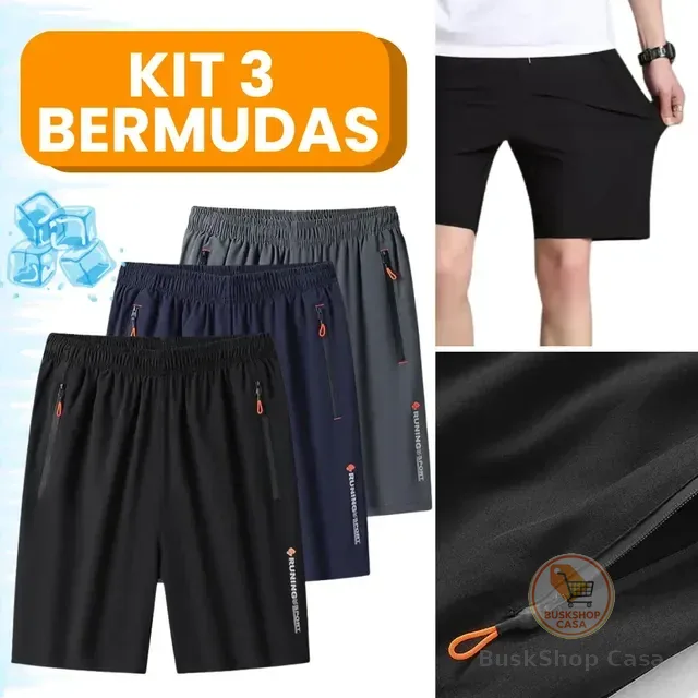 Kit 3 Shorts Fitness Secagem Rápida Basquete/corrida