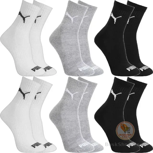 Kit 6 Pares Meias Puma Cano Médio Alto Atoalhada Original