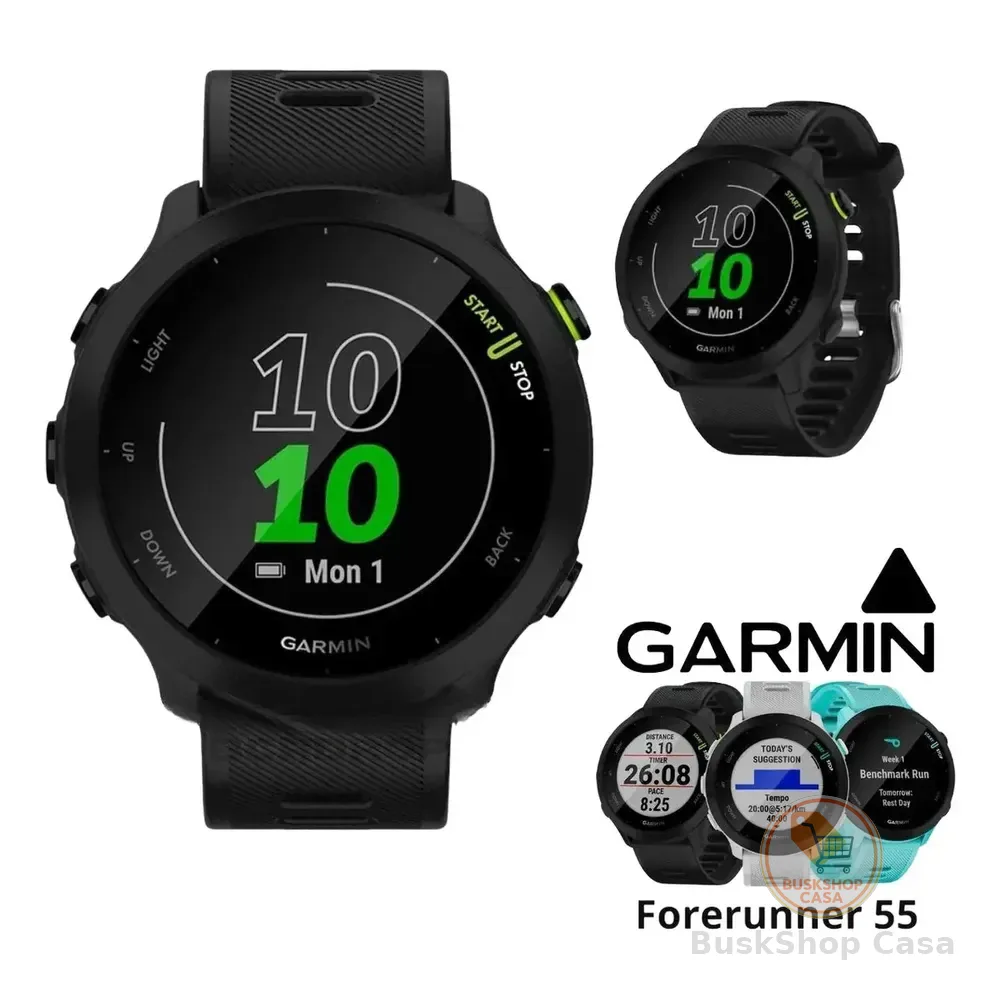 Relógio Garmin Forerunner 55 Preto Monitor Cardíaco Pulso Mesh