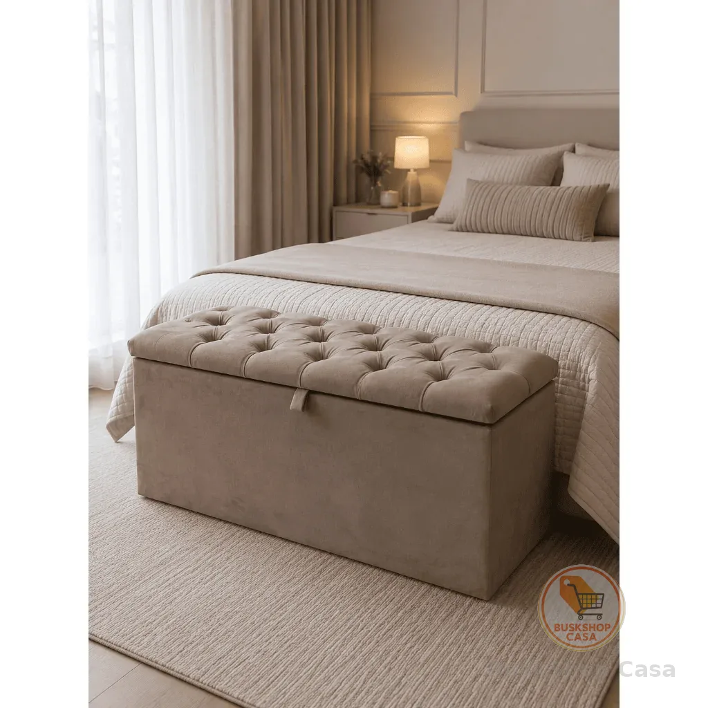 Puff Baú Recamier Sapateira 1,20 Cama Casal Capitonê Veludo Envio Imediato