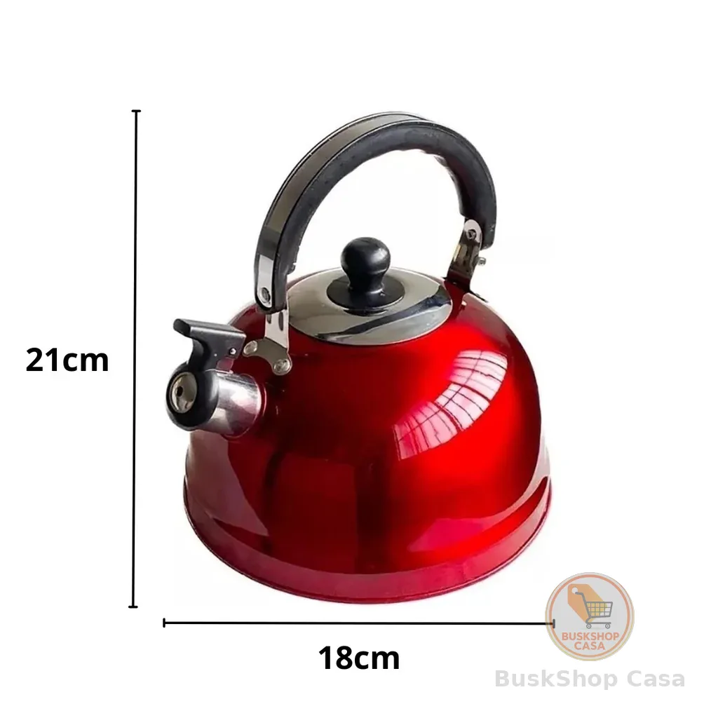 Chaleira Aço Inox Cromada Com Apito 2 Litros Linda Elegante Café Chá