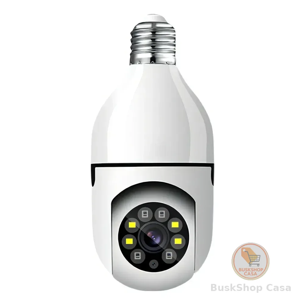 Câmera De Segurança Lâmpada Techfun Wi-fi Ptz 1080p Com Visão Noturna E Áudio Duplo Branco