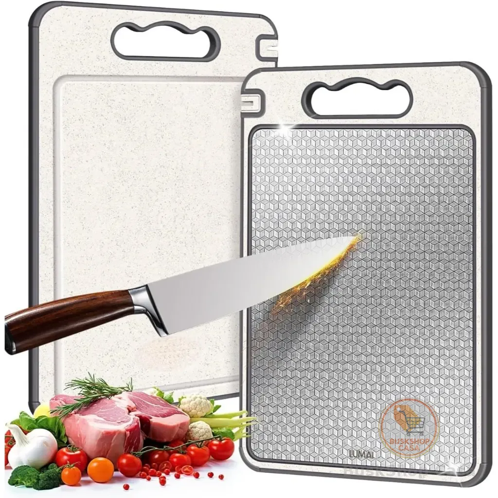 LUMAI Tábua de Corte Cortar Carne Cozinha Antibacteriana Higiênica Premium em Aço Inox 304 Legitimo