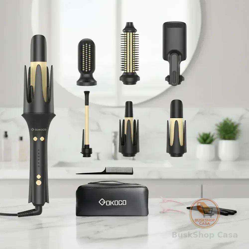 Modelador De Cabelo Automático 7em1com Cabeça Intercambiável Preto 127/220v