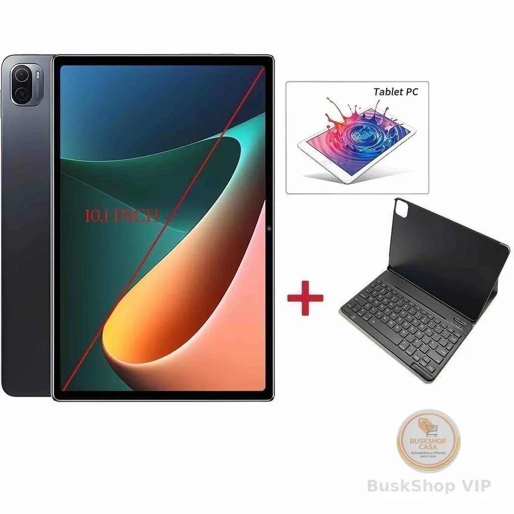 > 🛍Tablet 10.1” HD + Teclado Bluetooth Capa 2 em 1 WiFi Android Tela Grande Alta Performance