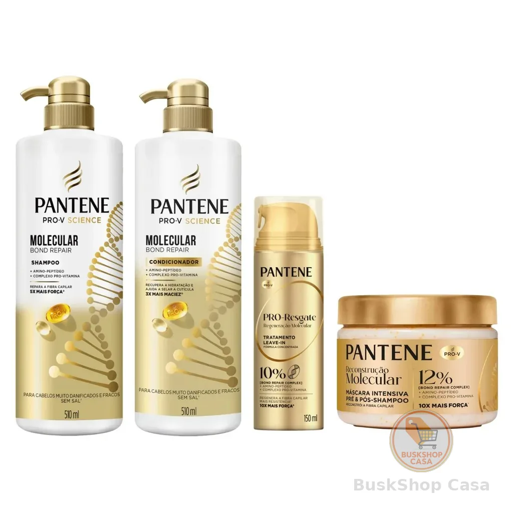 KIT PANTENE MOLECULAR SHAMPOO + COND 510ML + LEAVE-IN + MÁSC
