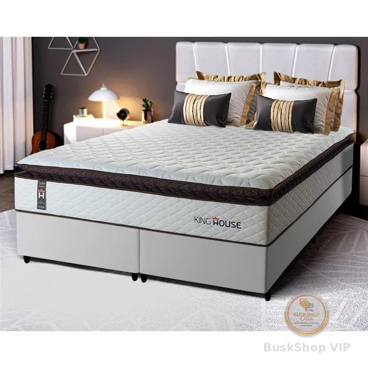 Conjunto Cama Box Espuma San Diego Branco King 193x203x67