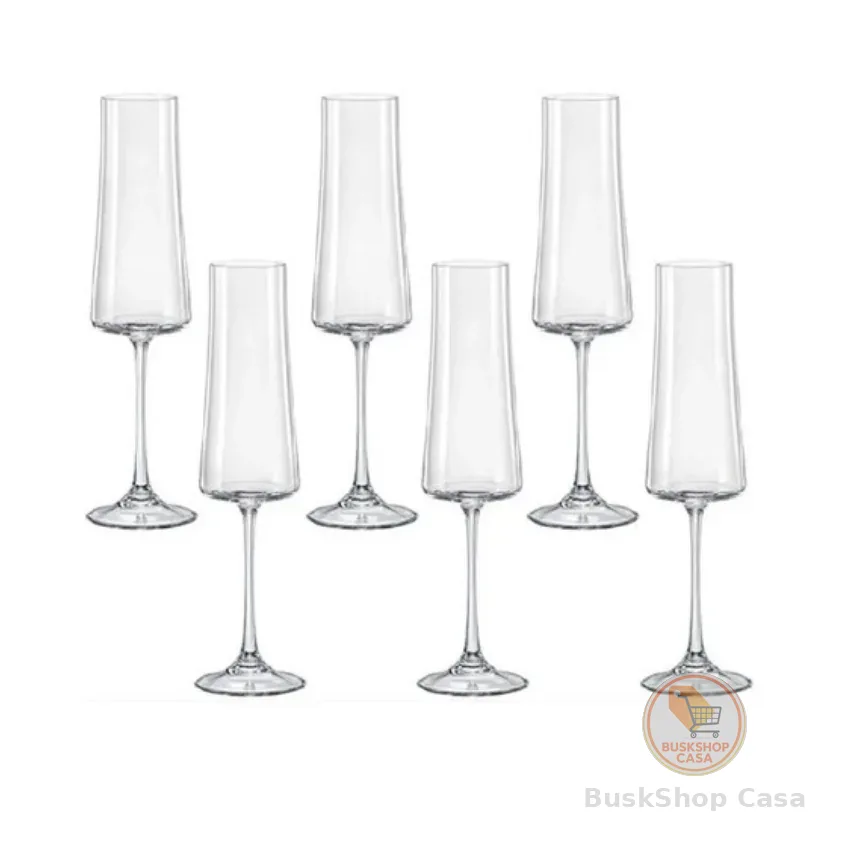 Taças Champanhe Jogo Com 6 210ml Bohemia Crystalex