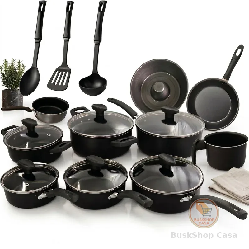 Conjunto Panelas 13 Peças Antiaderente Teflon Tampa Vidro