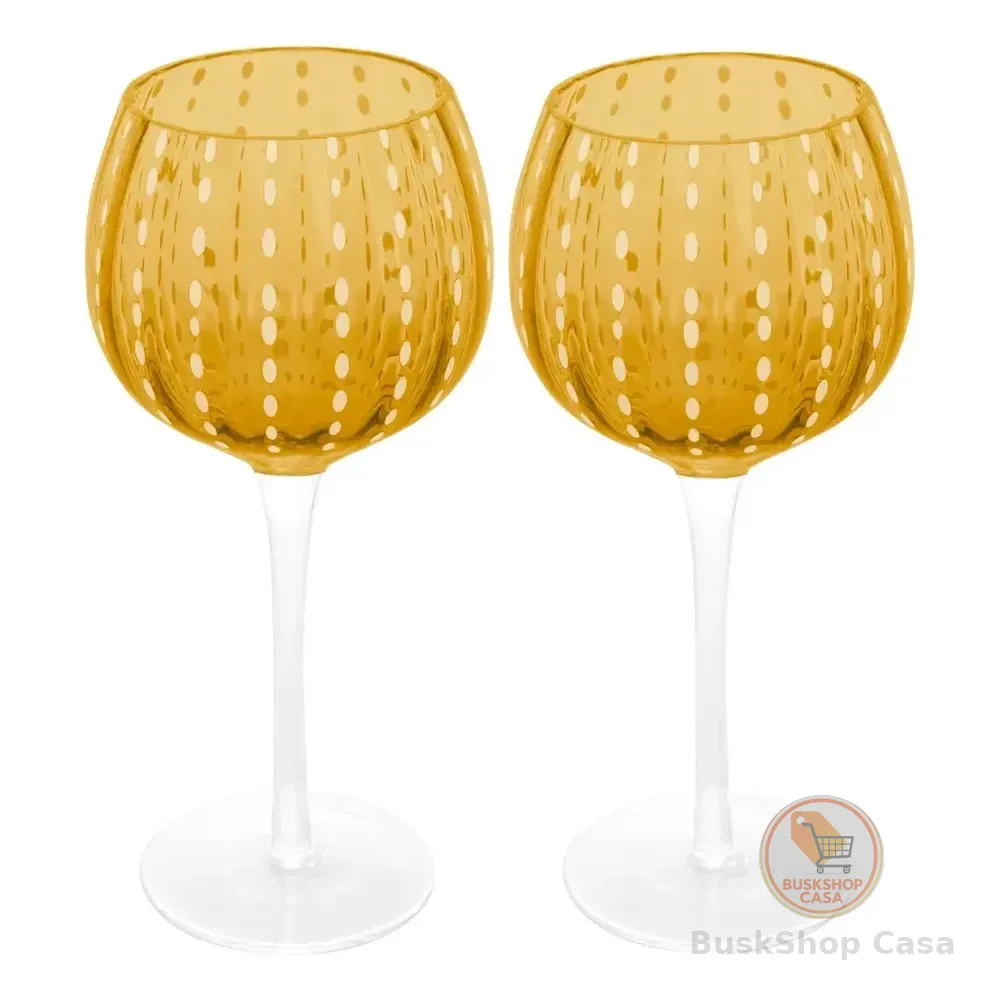 Cj 2 Taças Para Vinho De Vidro Orquídea Âmbar 450ml Wolff