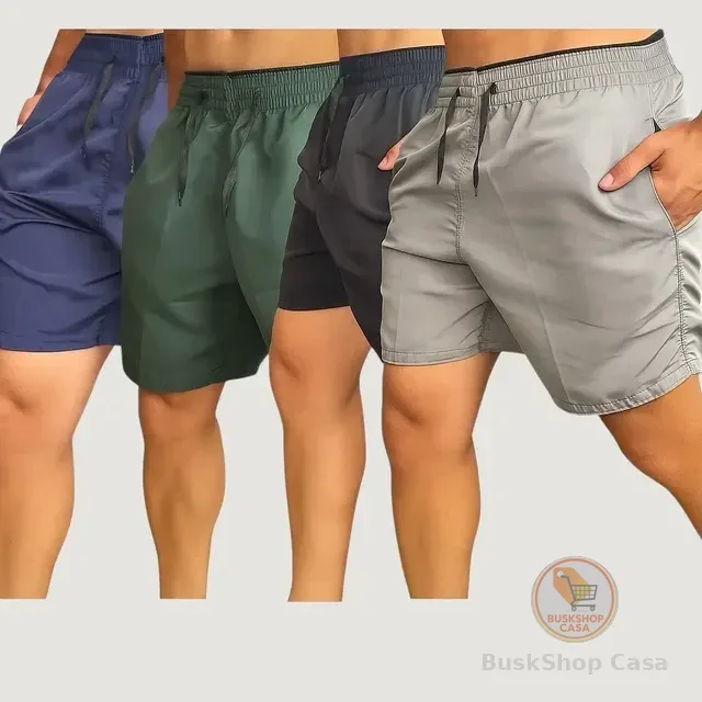 4 Short Tactel Masculino Bermuda Praia Casual Academia Bolso