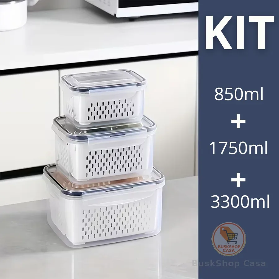 Kit 3 potes Organizadores Geladeira Organizador Alimentos Vegetais Cozinha Moderna