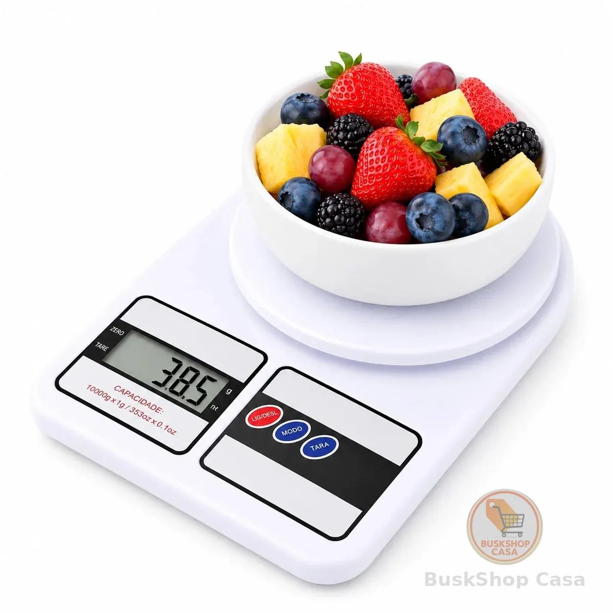 Balança Digital de Cozinha Alta Precisão 10kg x 1g com LCD Grande, Tara Automática, Desligamento Inteligente e Base Antiderrapante para Receitas, Dieta e Confeitaria