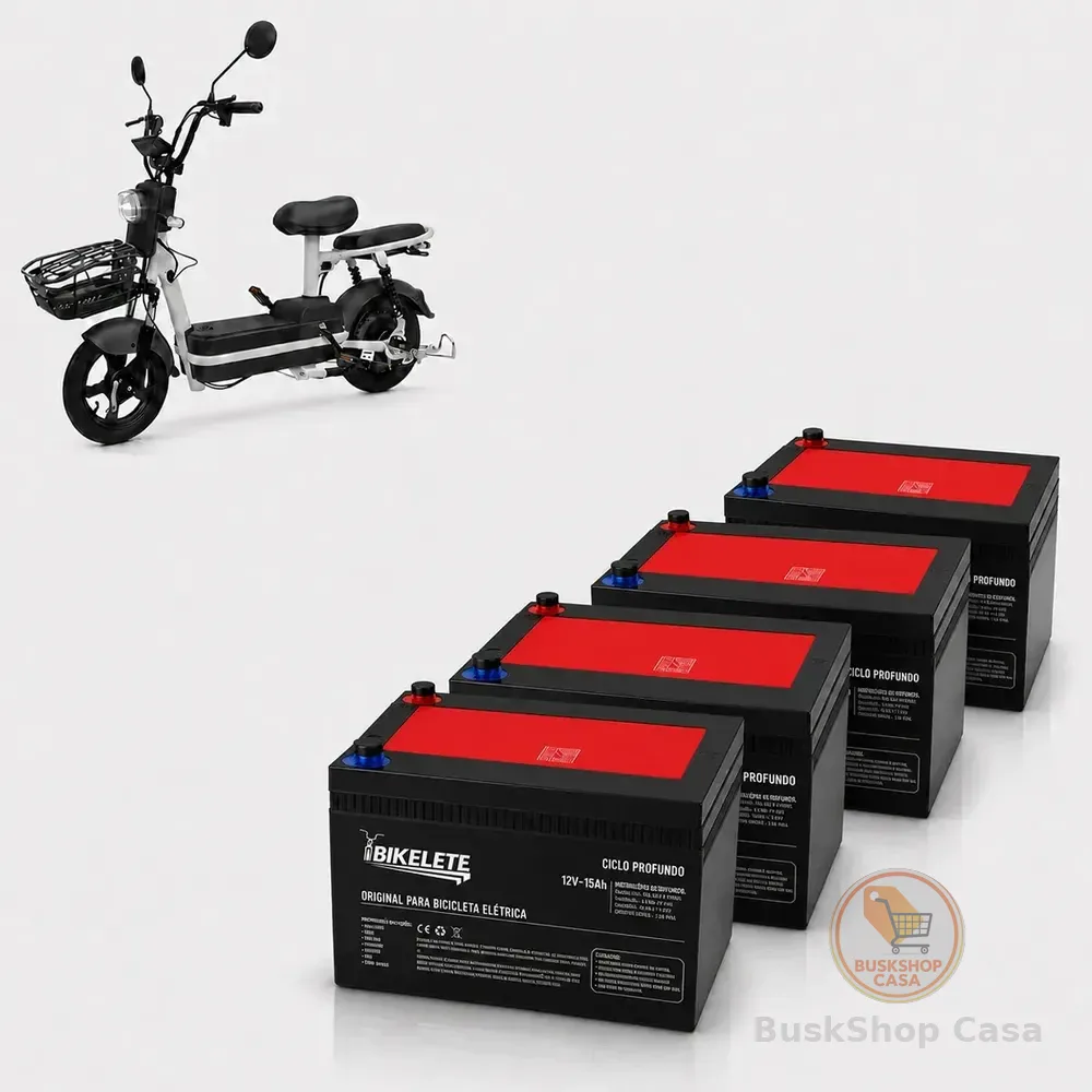 Kit 4 Bateria Bikelete 12v 15ah Ciclo Profundo Bike Elétrica