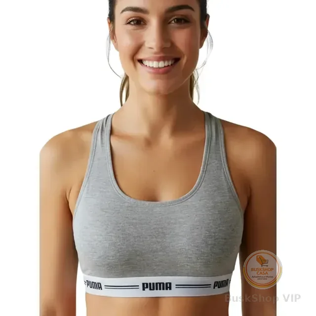 Top Puma Nadador Feminino Sem Bojo Algodão Fitness Academia