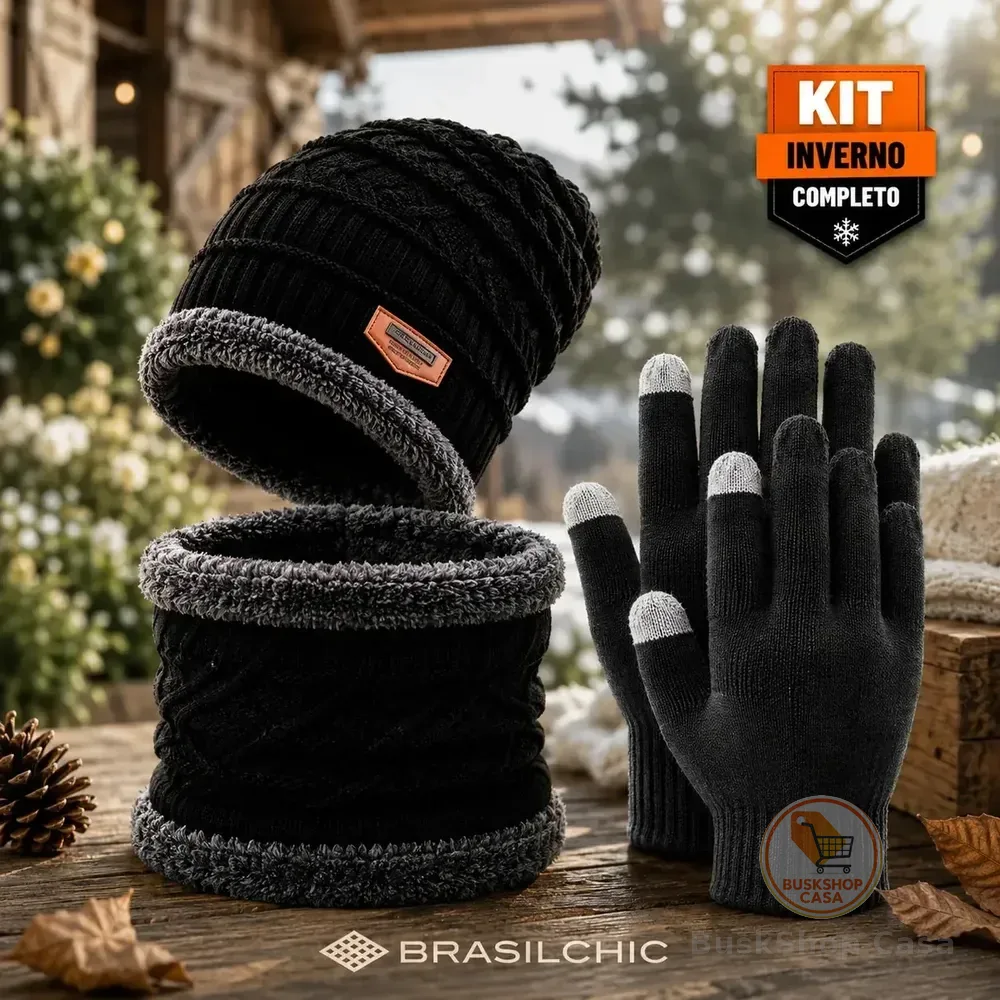Kit Inverno: Touca Térmica E Luva Touch Para Frio Intenso Brasilchic Preto Un