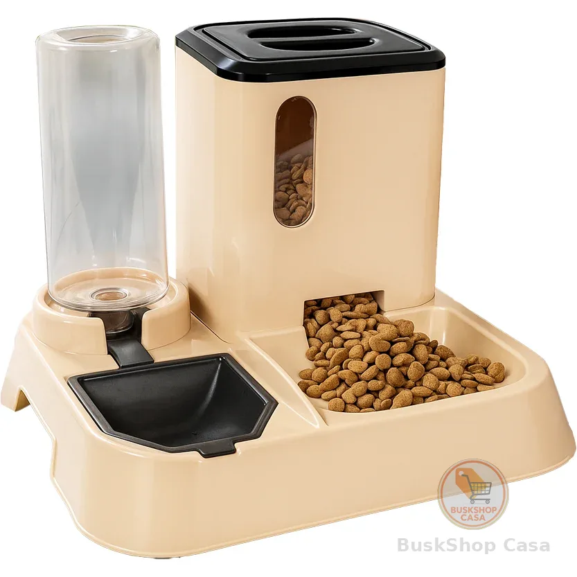 Comedouro e Bebedouro Pet Automático Premium Para Cães e Gatos Com Pá Porta Petiscos
