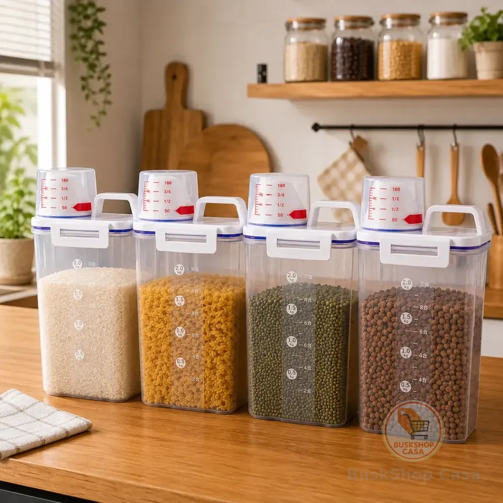 Kit 4 Pote Porta 2l Hermético Pet Copo Dosador Medidor Transparente Bico Dosador Medidor