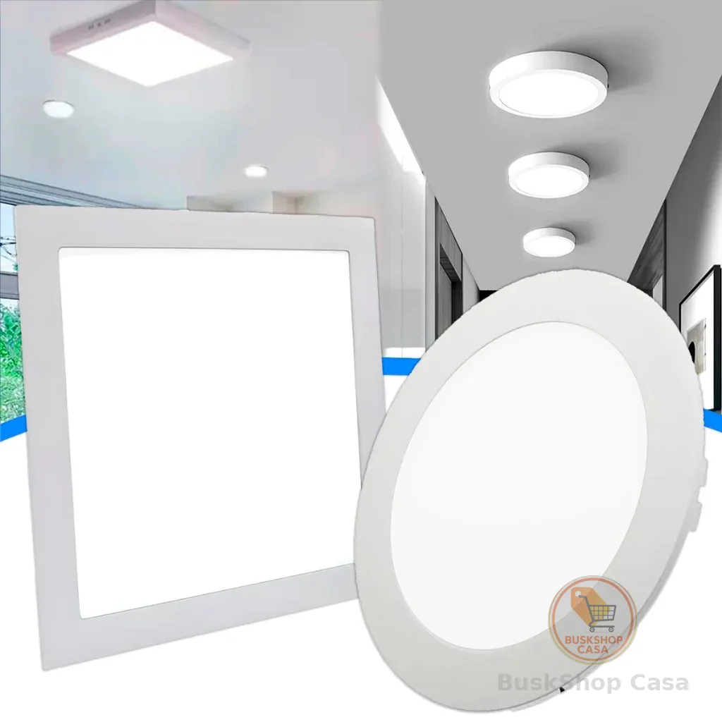 Luminária Painel Led 12W 18W 24W Branco Frio Quente Quadrado Redondo Sobrepor Embutir