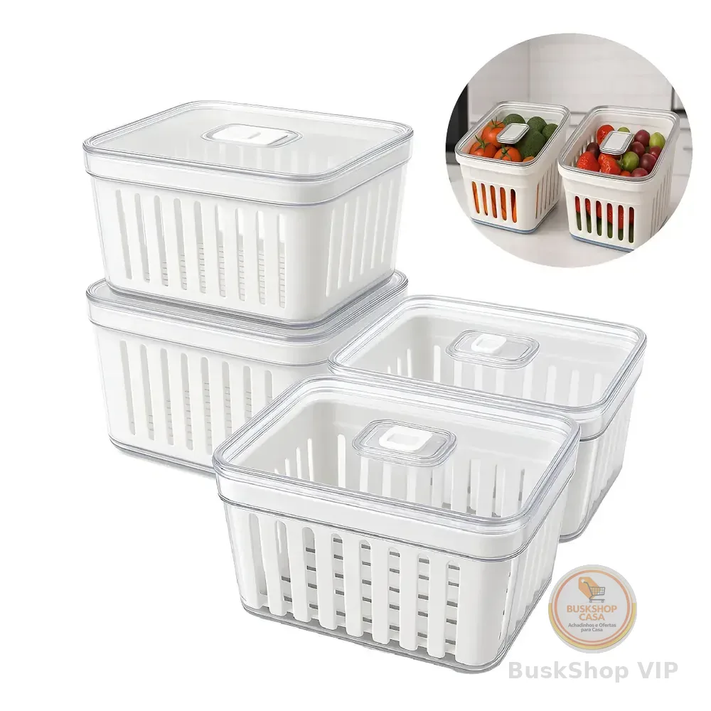 Kit 4 Potes Acrílico 3,8l Organizador Geladeira Rebirth