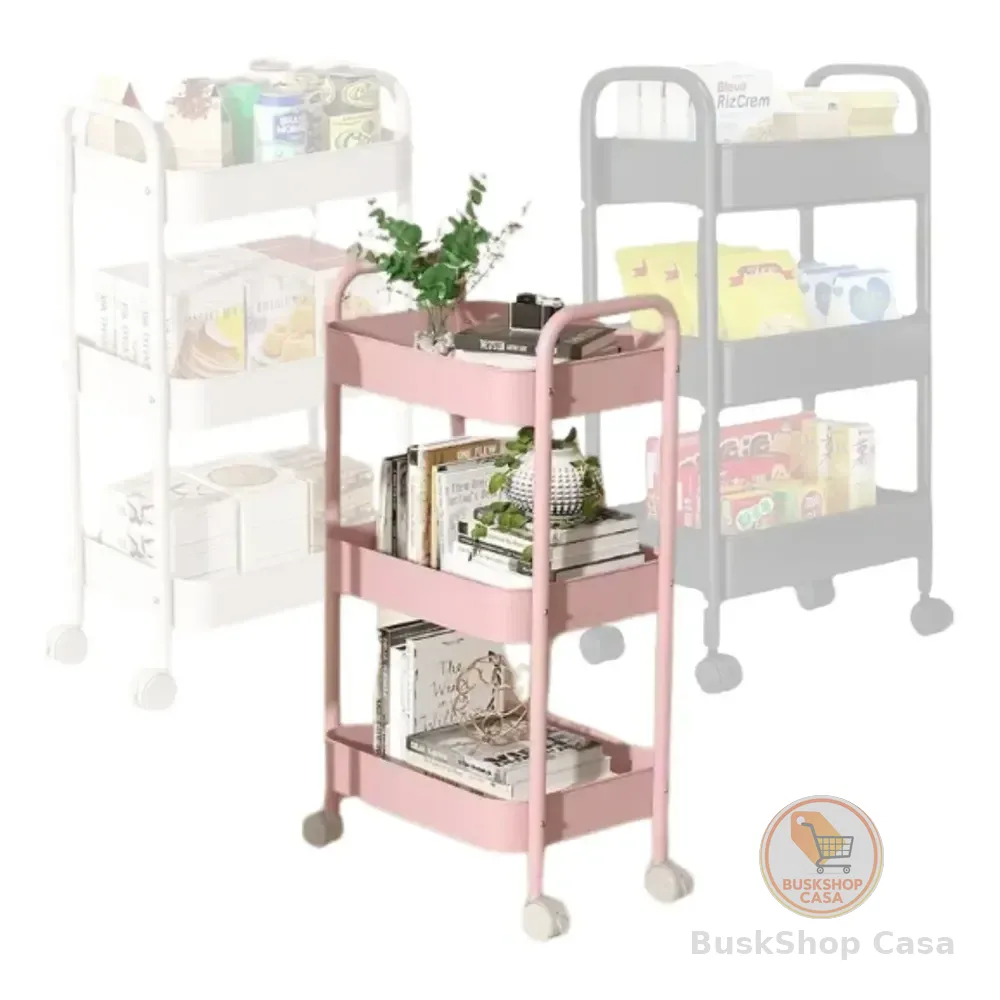 Carrinho Organizador Decorativo Multiuso Com Rodinhas 360º Rosa - Versatilidade Armazenamento
