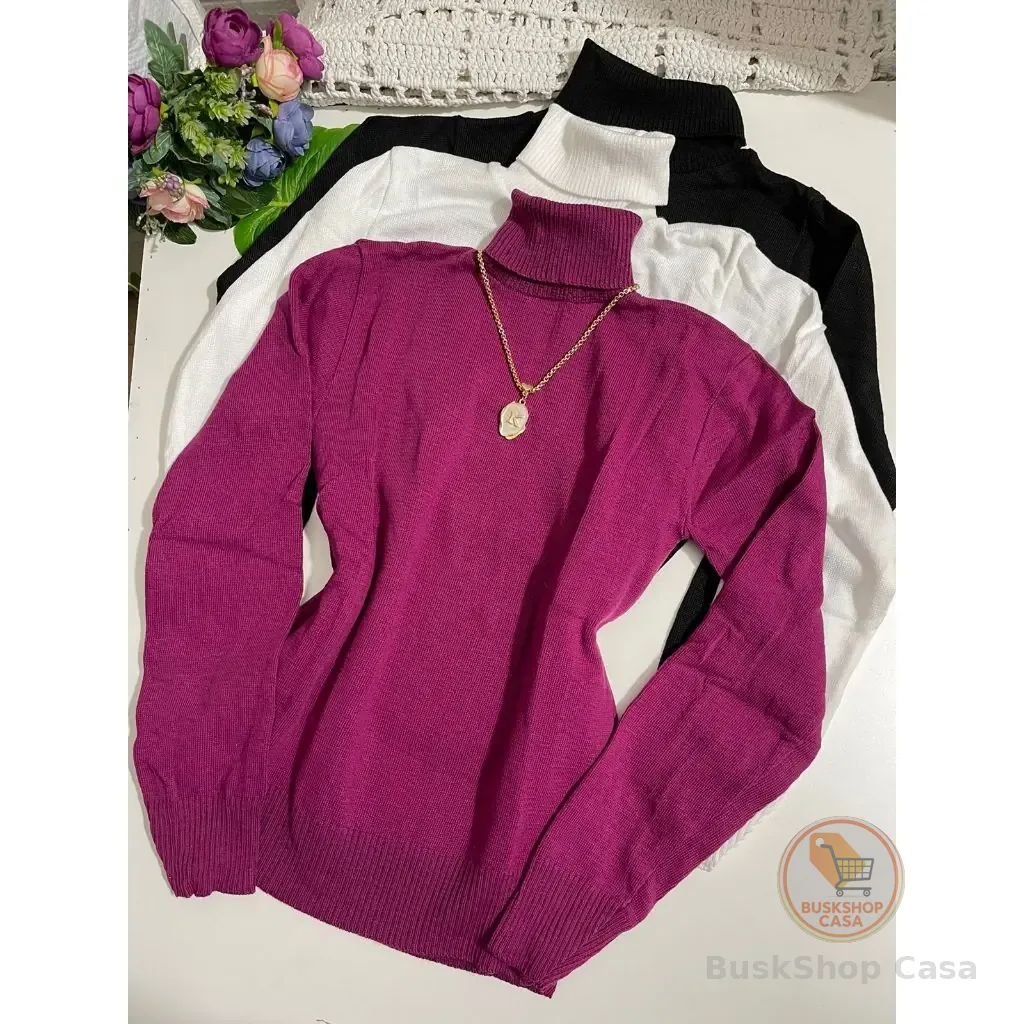 Kit 3 pc Blusa gola alta tricot feminina inverno manga longa TAM :U 36 até 40
